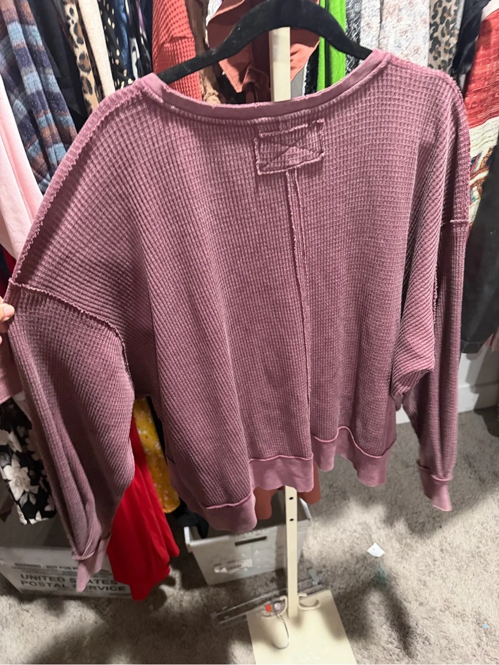 We The Free Dusty Rose Ribbed V-Neck Sweater